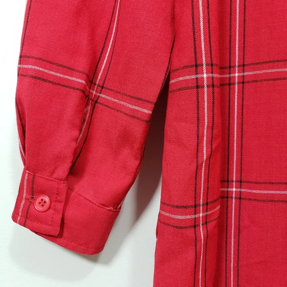 70's Vintage gold label Pendleton plaid button front dress with pockets … - Picture 7 of 16